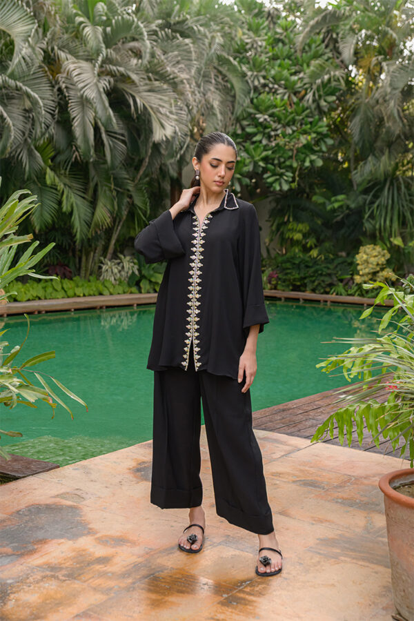 AMNA IQBAL -  Black Diamonte Coord Set