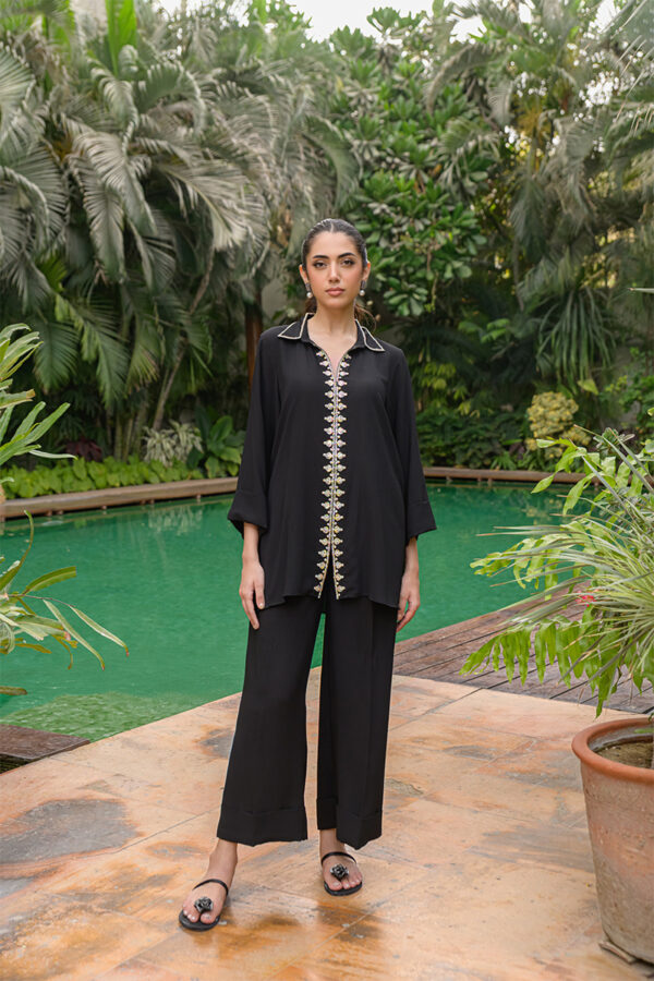 AMNA IQBAL -  Black Diamonte Coord Set