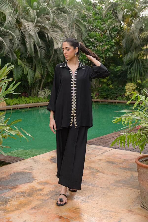 AMNA IQBAL -  Black Diamonte Coord Set