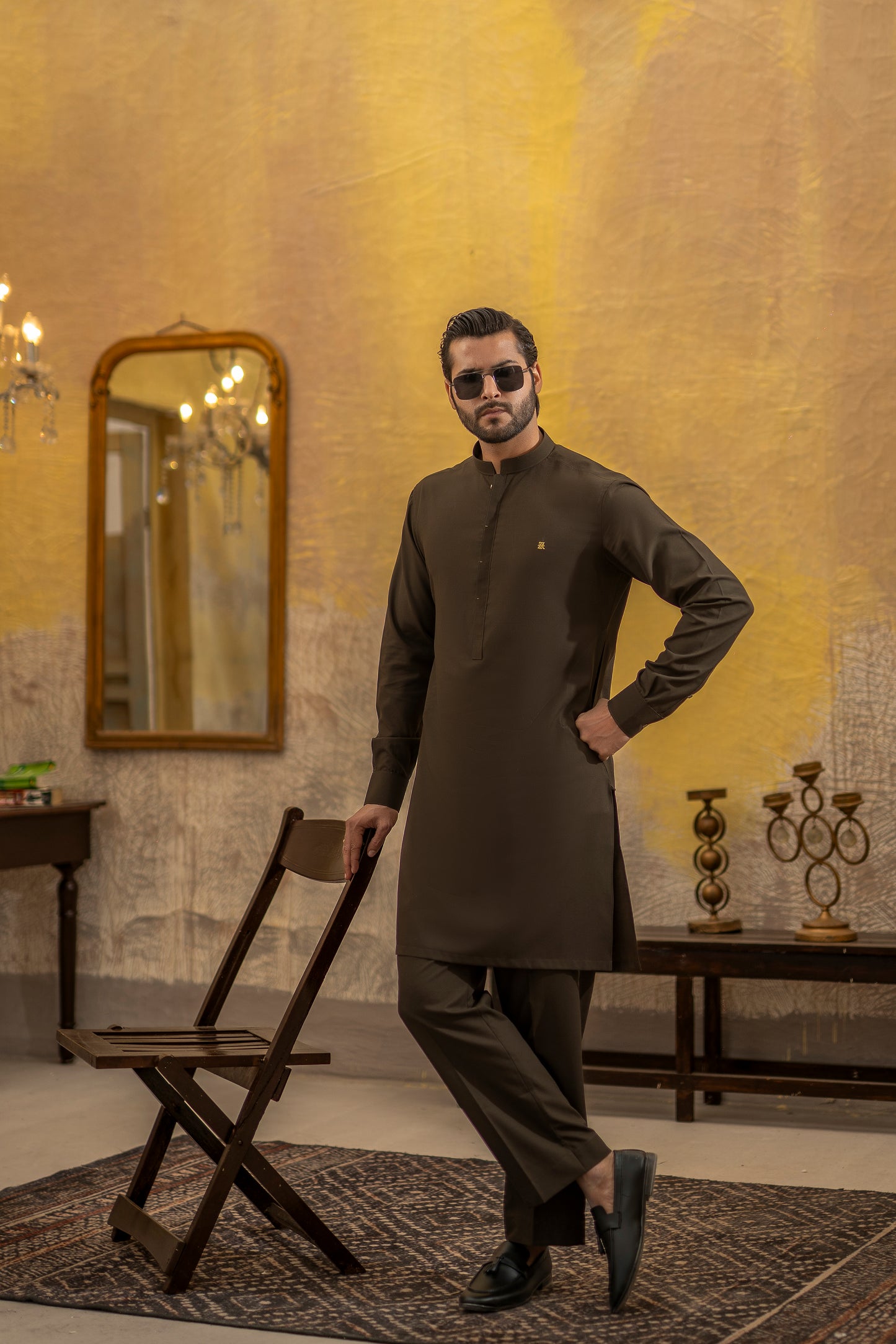 KUNZUL CHANNAR - Choco brown kurta trouser