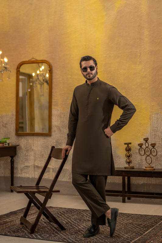 KUNZUL CHANNAR - Choco brown kurta trouser