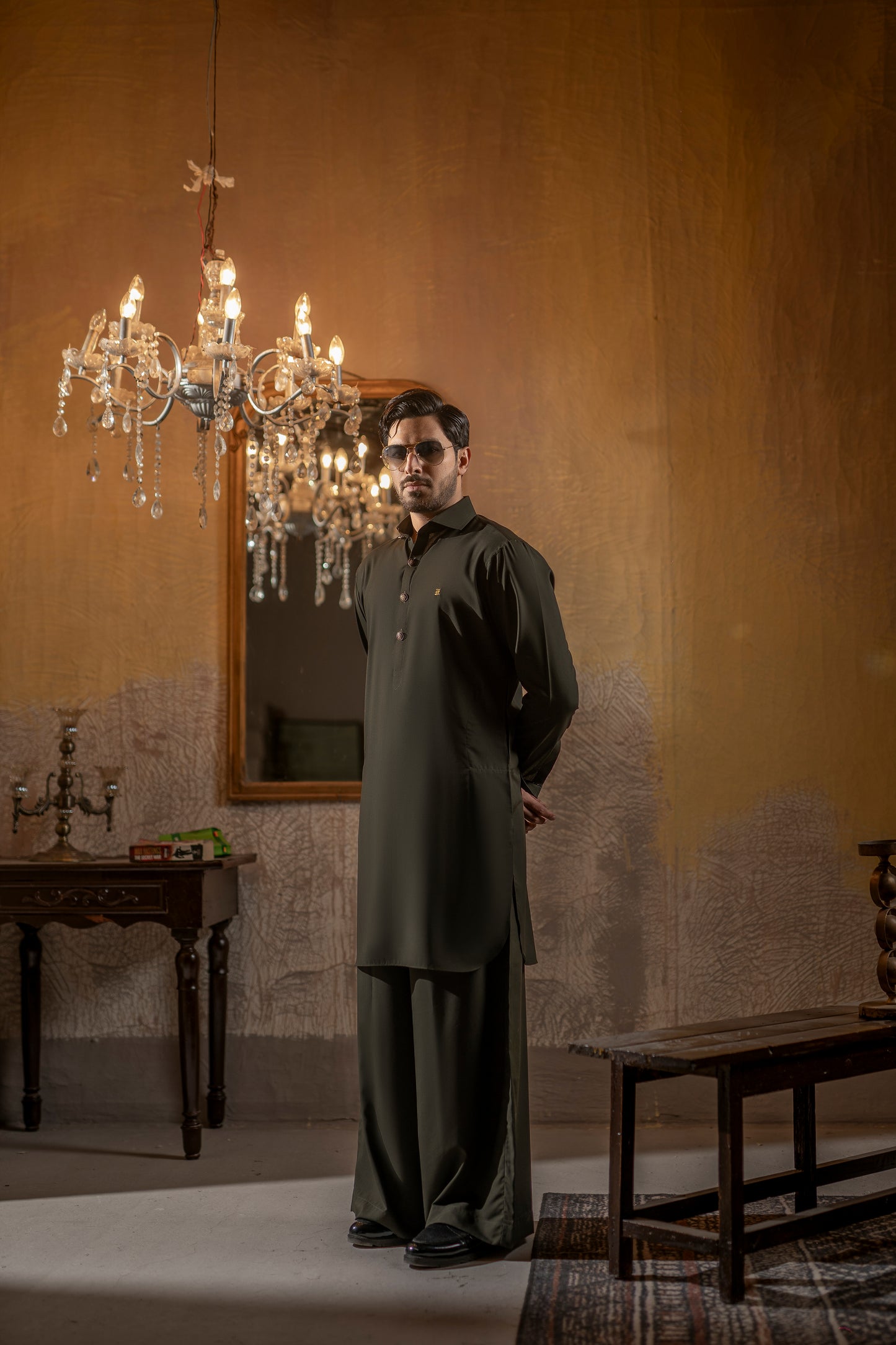 KUNZUL CHANNAR - Dark green farshi
