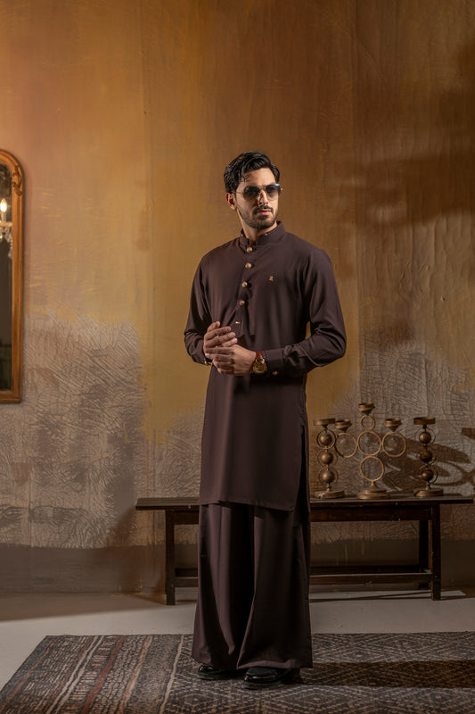 KUNZUL CHANNAR - Dark maroon farshi
