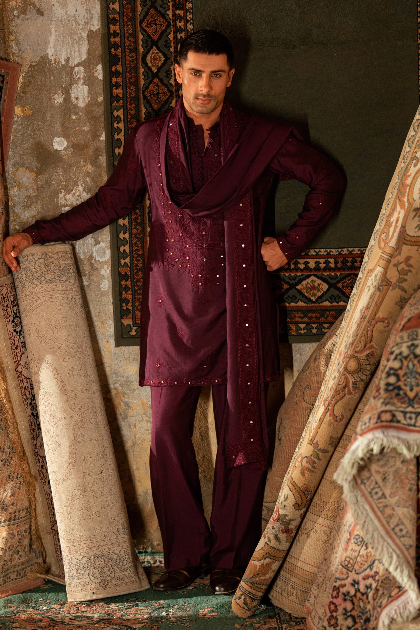 HUMAYUN ALAMGIR (MENSWEAR)-Purple Aina Kari