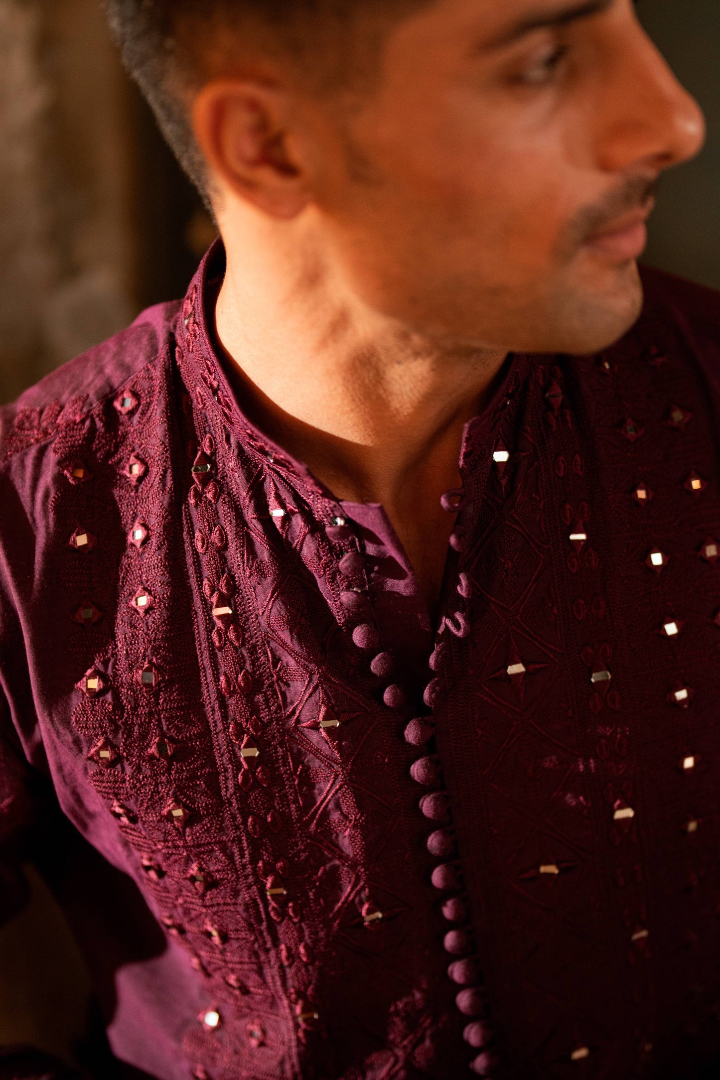 HUMAYUN ALAMGIR (MENSWEAR)-Purple Aina Kari
