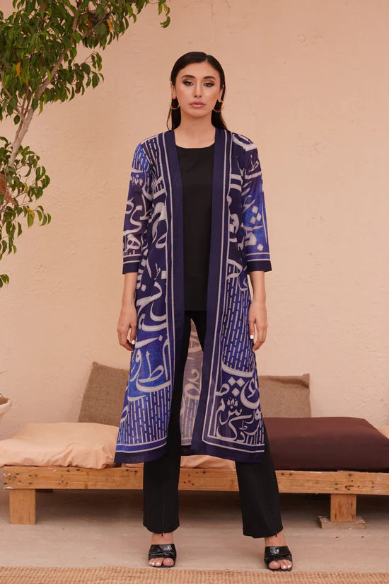 Manto - Huroof Shrug Shaded Blue