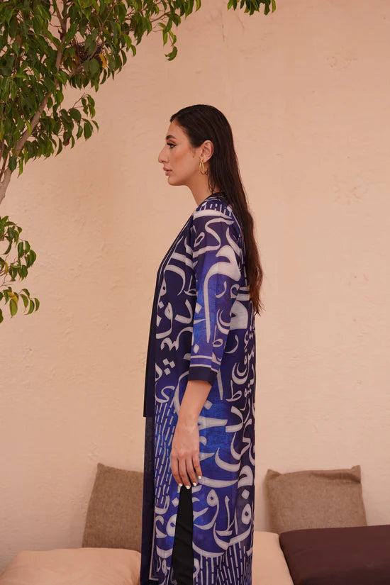 Manto - Huroof Shrug Shaded Blue