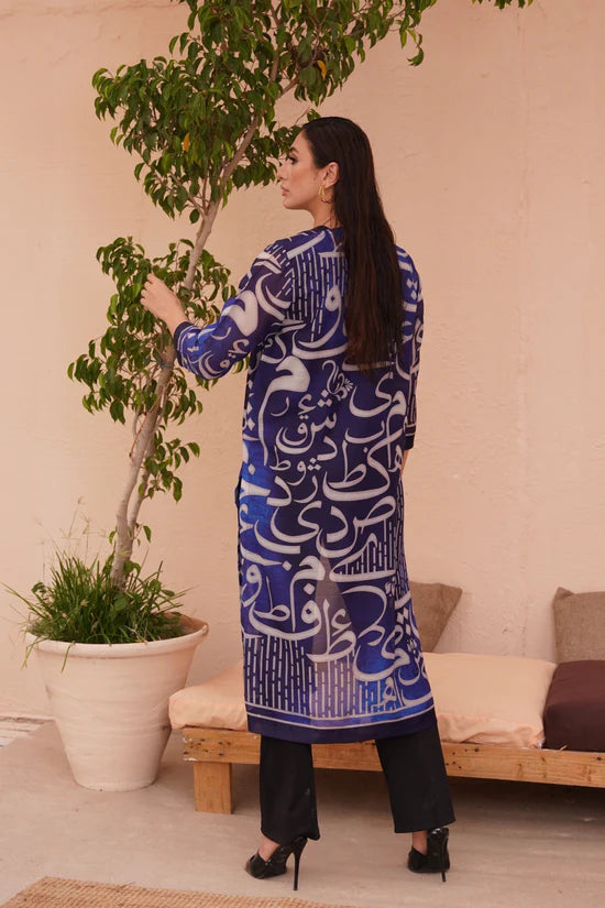 Manto - Huroof Shrug Shaded Blue