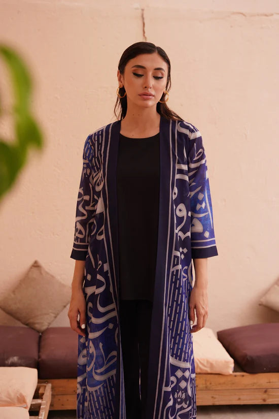 Manto - Huroof Shrug Shaded Blue
