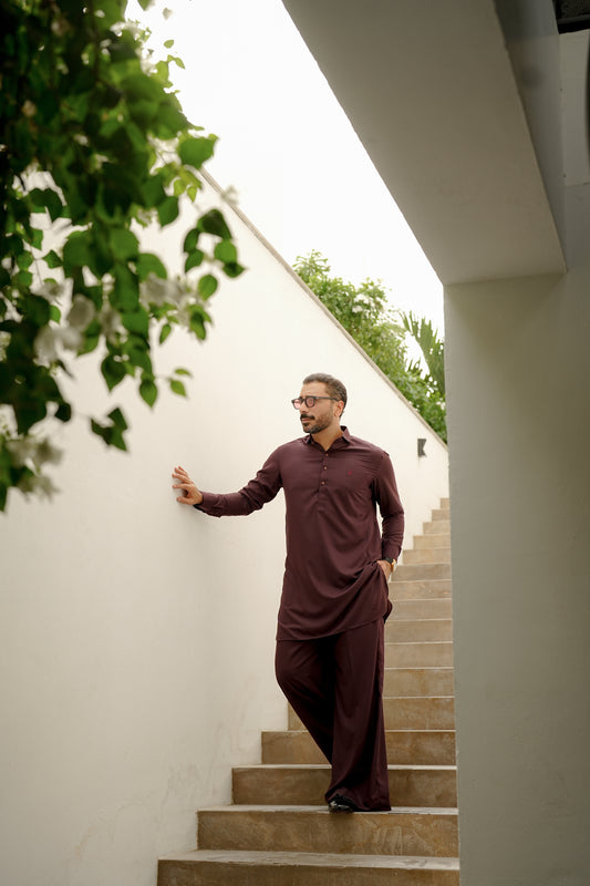 HUMAYUN ALAMGIR (MENSWEAR) - Burgundy Farshi
