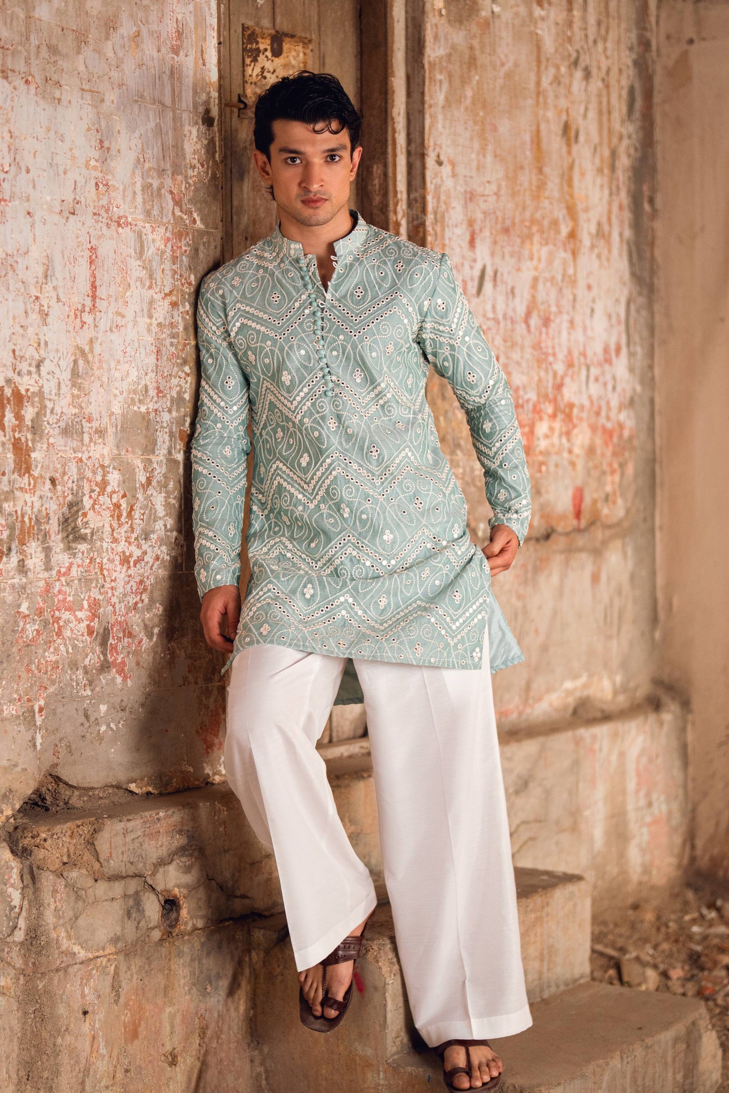 HUMAYUN ALAMGIR (MENSWEAR)-Light Green Naqoosh
