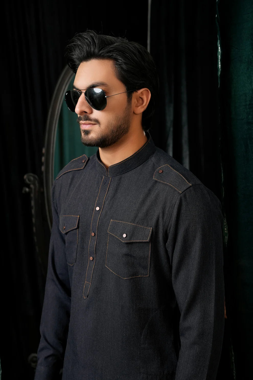 KUNZUL CHANNAR MENSWEAR- Blue double pocket