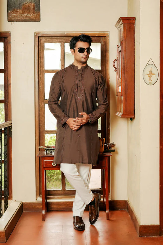 KUNZUL CHANNAR ( MENSWEAR ) - Brown Kurta Trouser