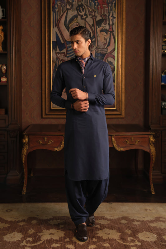 HUMAYUN ALAMGIR (MENSWEAR) - Blue Self Formal