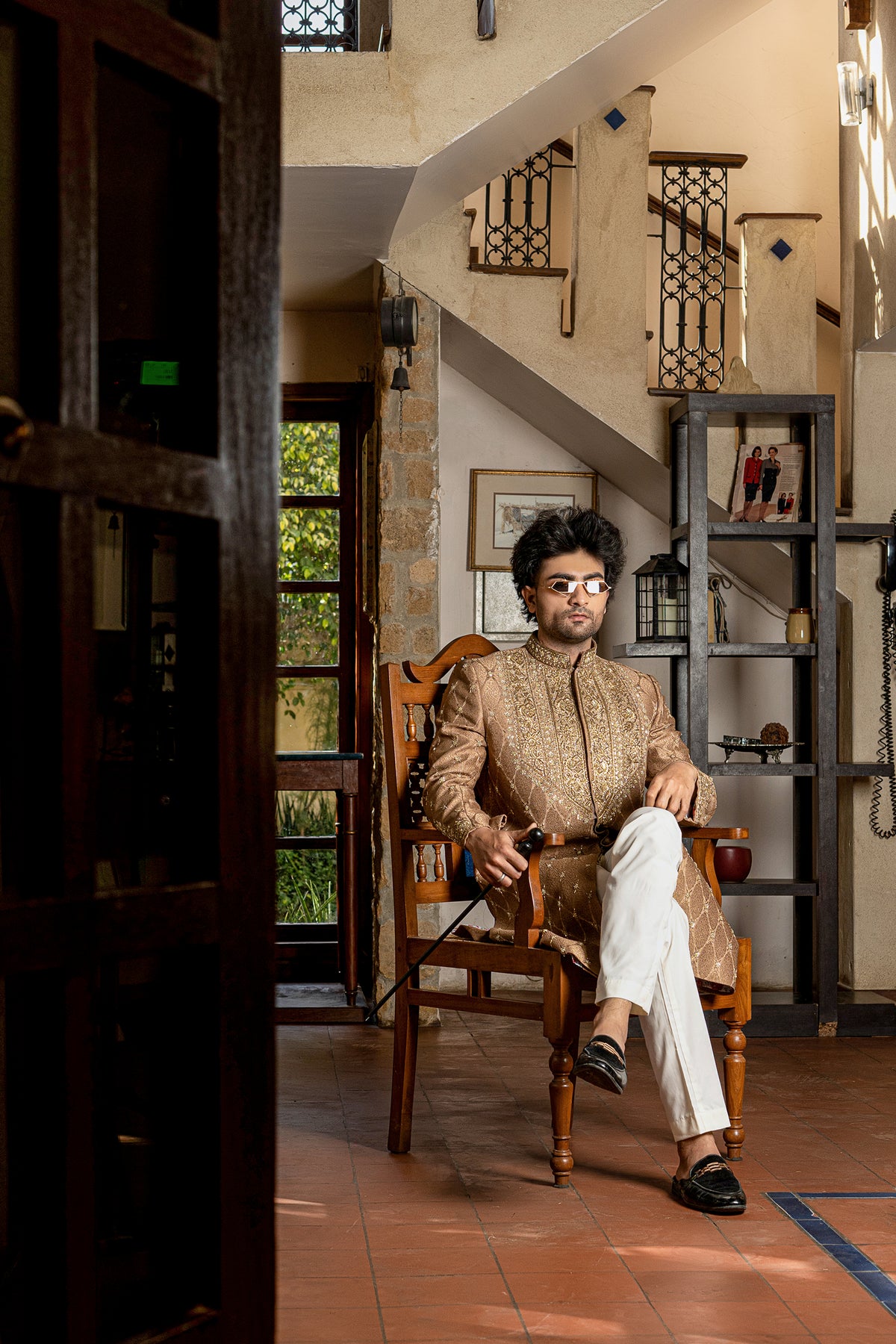 KUNZUL CHANNAR MENSWEAR-Golden hand work  sherwani