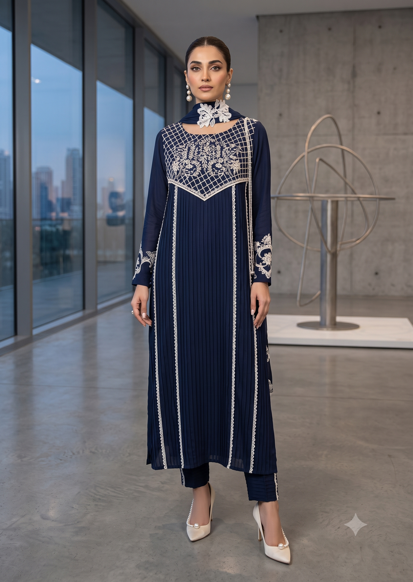 FARAH ZUBAIR - Blue emb