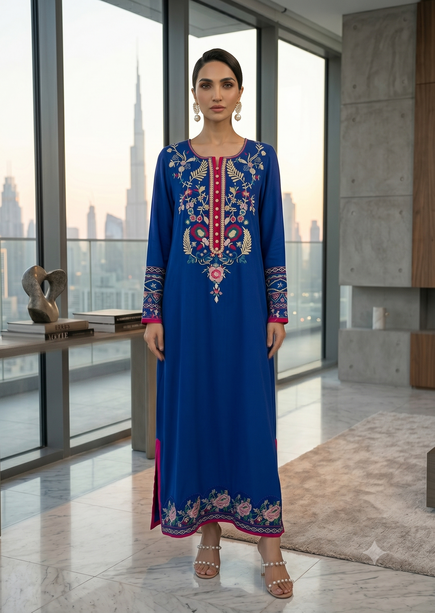 MARIA RAO - Blue long multi emb gala