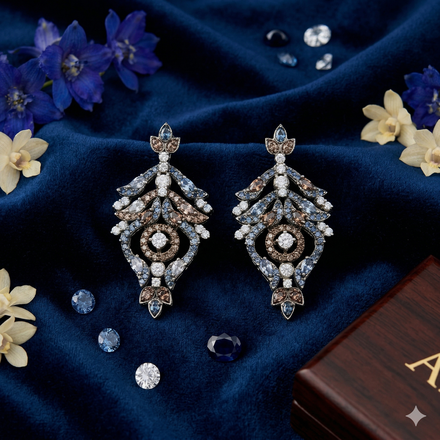 ZAHEEN KAMRAN- Zircone Brown Earrings