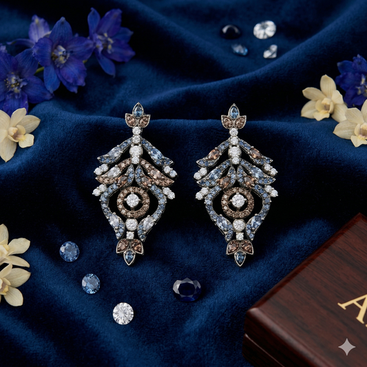 ZAHEEN KAMRAN- Zircone Brown Earrings