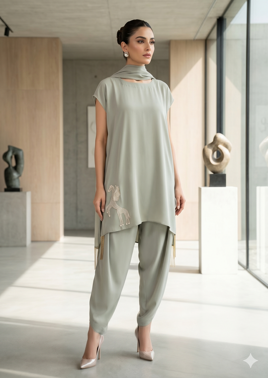 WAJEEHA ANSARI - Celadon Fringe