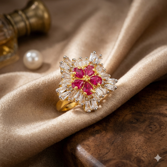 ZAHEEN KAMRAN - Ruby Floral Ring