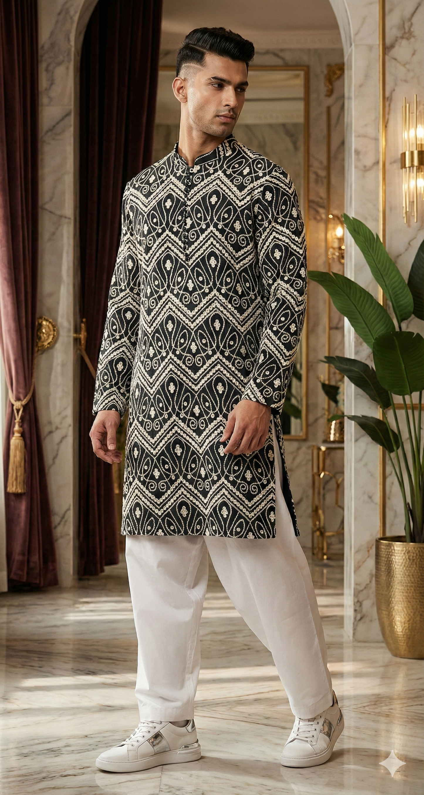 HUMAYUN ALAMGIR (MENSWEAR-Dark Green Naqoosh