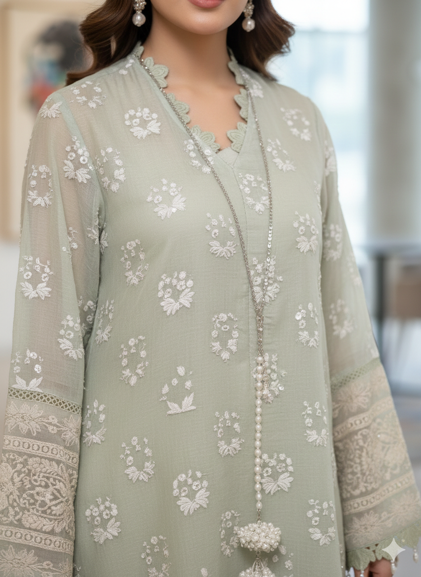 HUE PRET - Jade green foil print