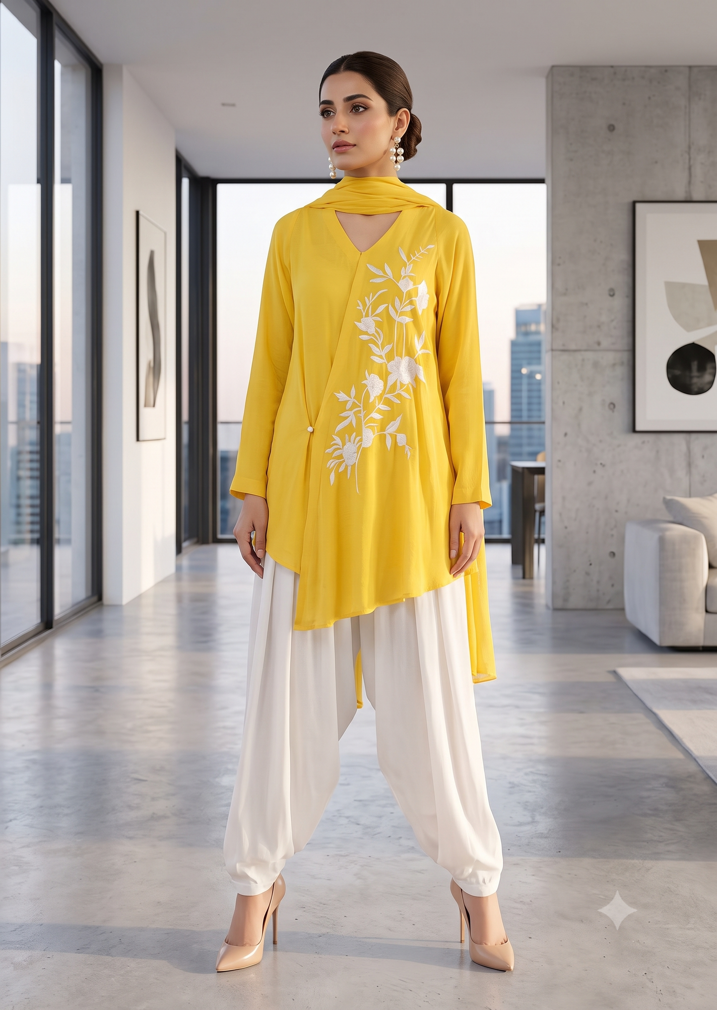 MARIA RAO - Yellow front emb