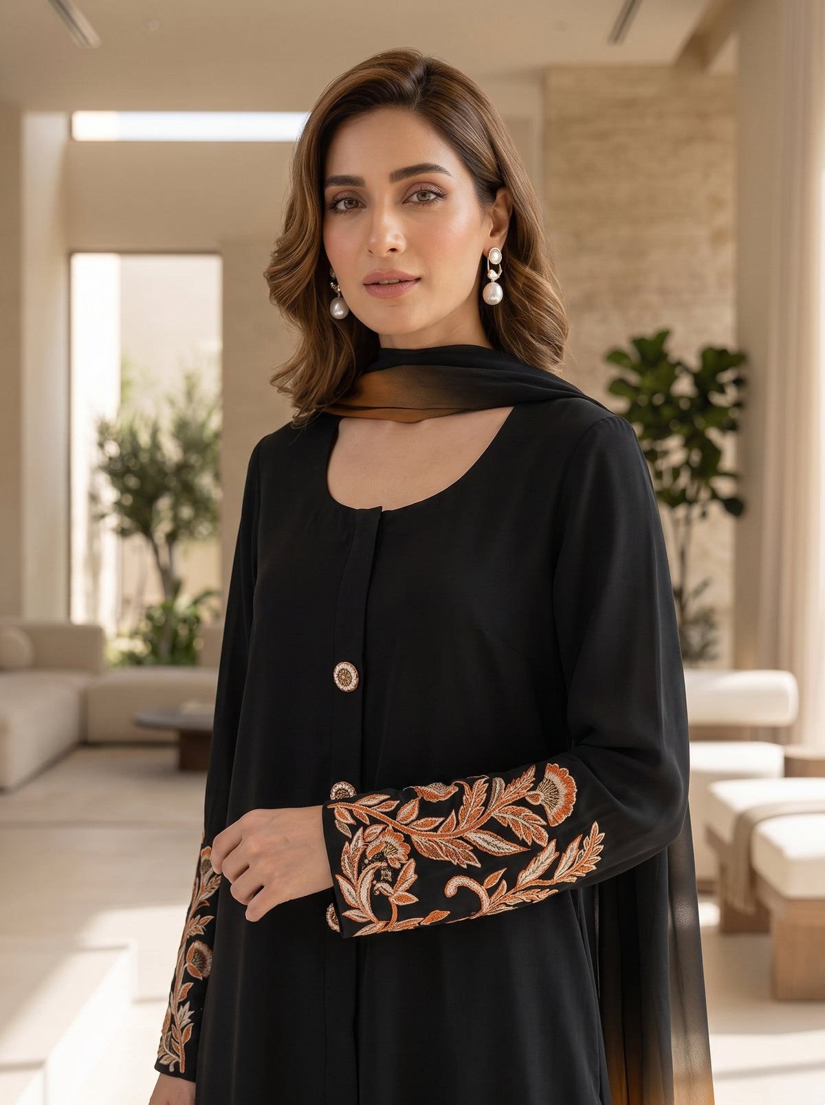 HUMAYUN ALAMGIR ( WOMENSWEAR )-Black coat