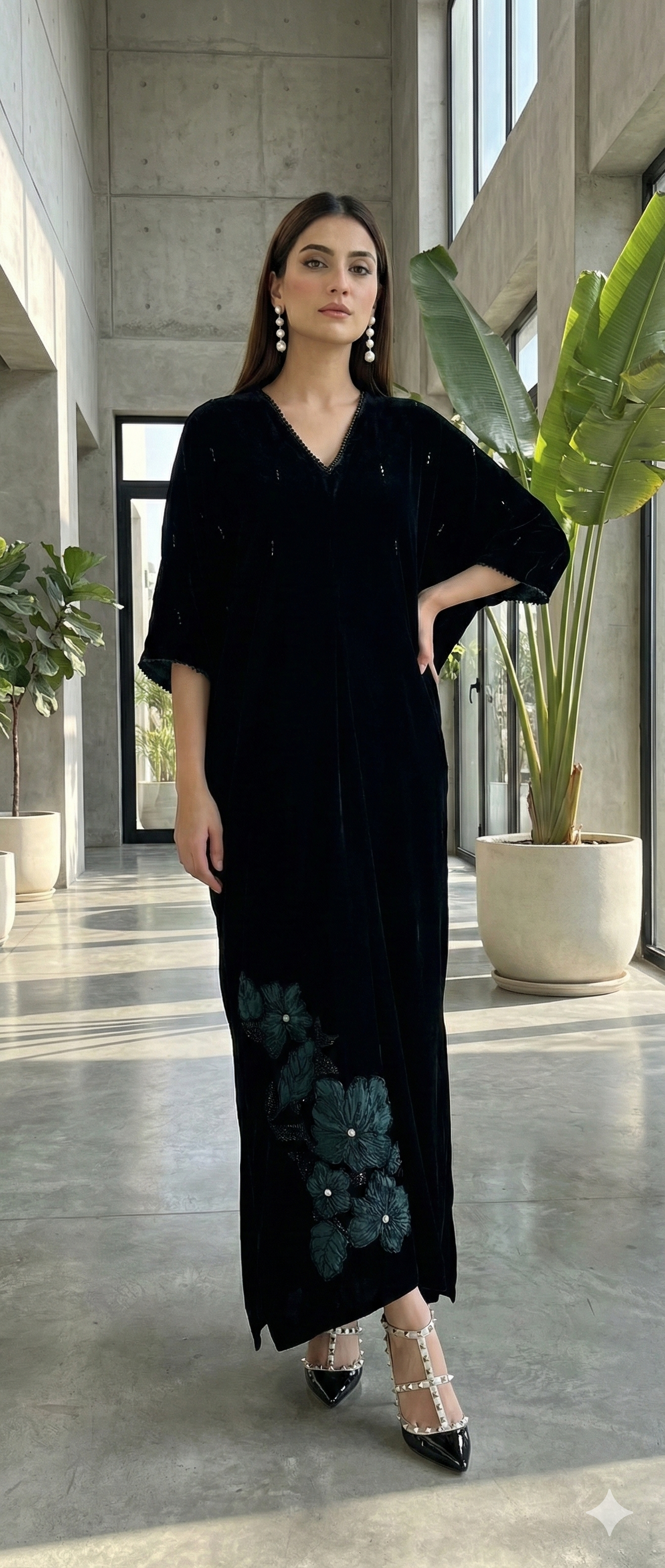 ERUM KHAN - Black Kaftan