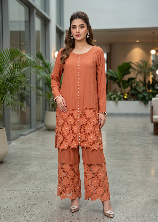 MARIA RAO - Rust suit net daman