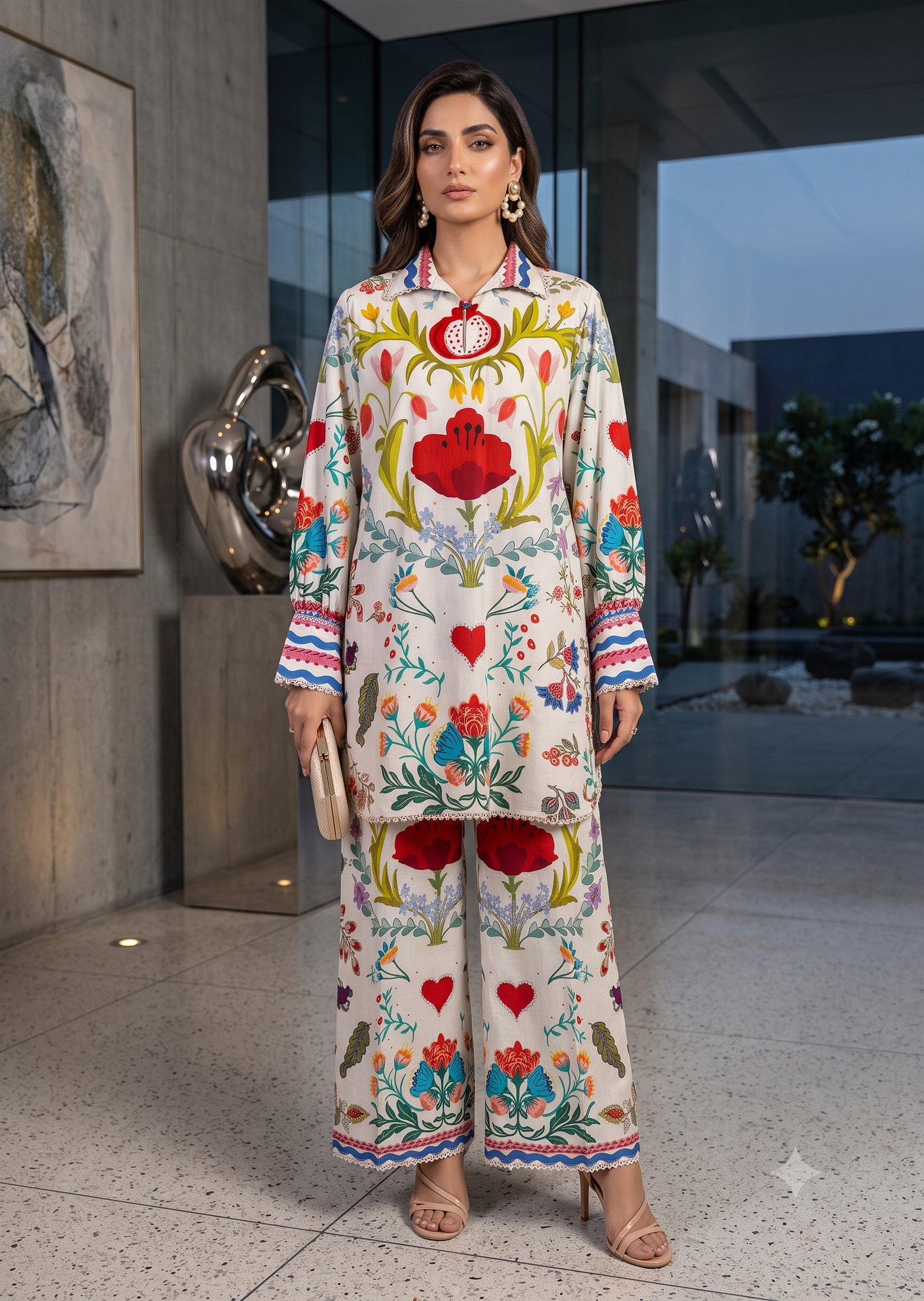 THREADS AND MOTIFS - Light Green Floral