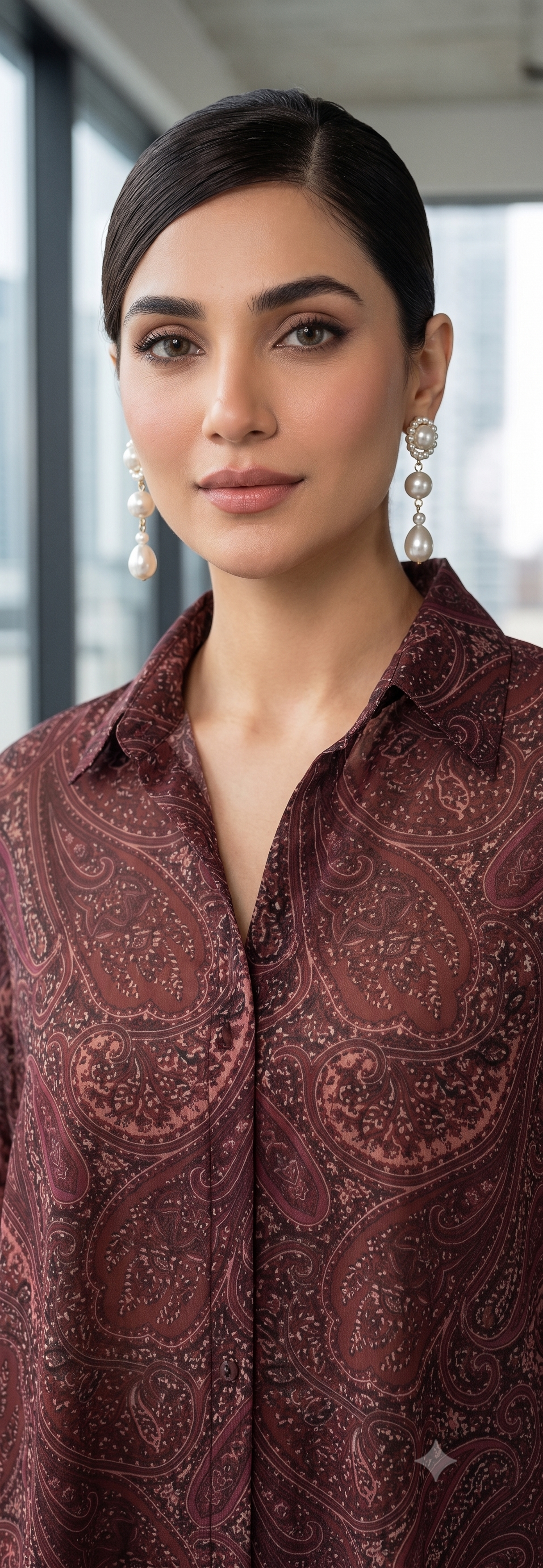 AMNA IQBAL -Maroon paisley