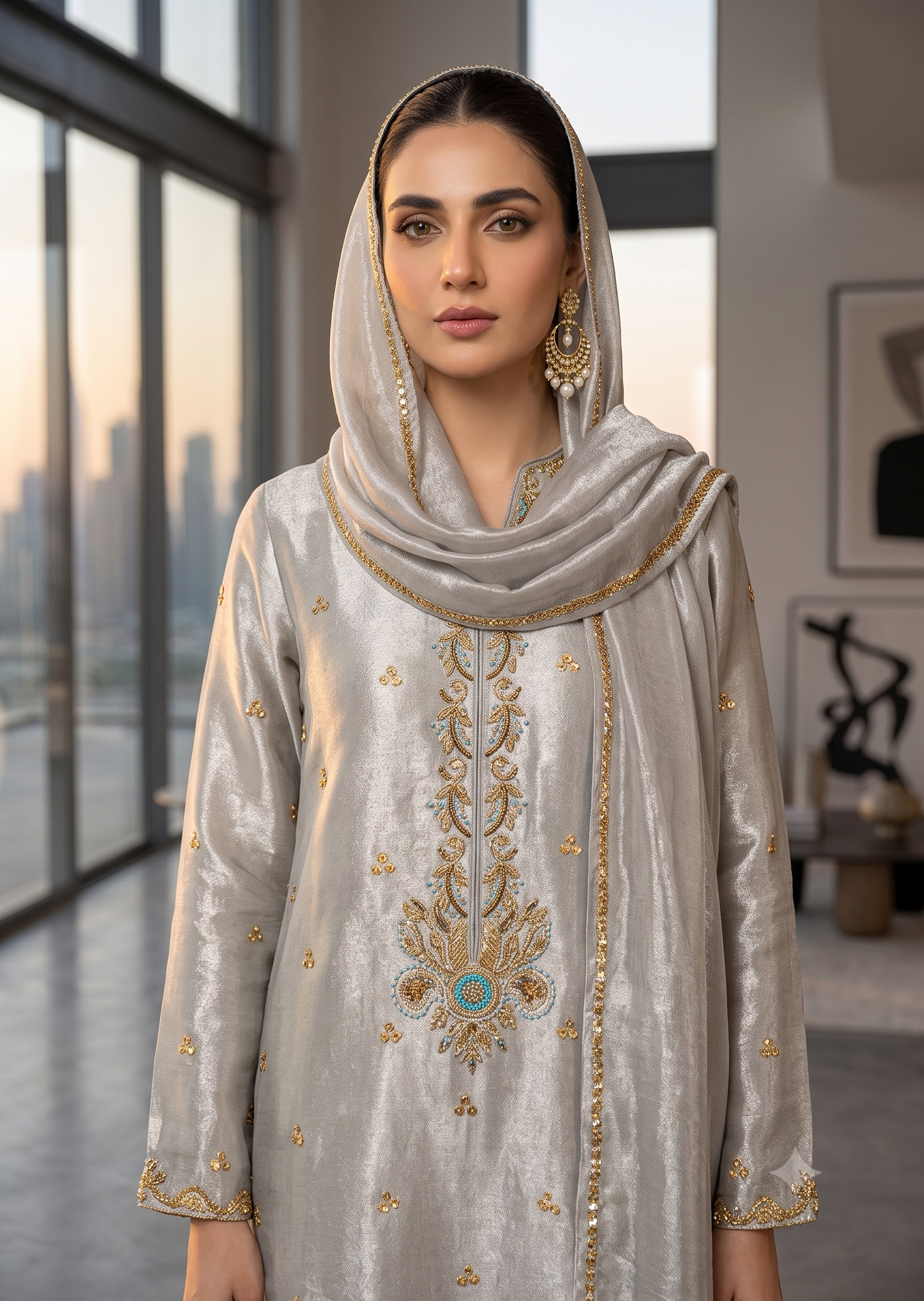 ASHJAIN SAFWAN -Green silver tissue