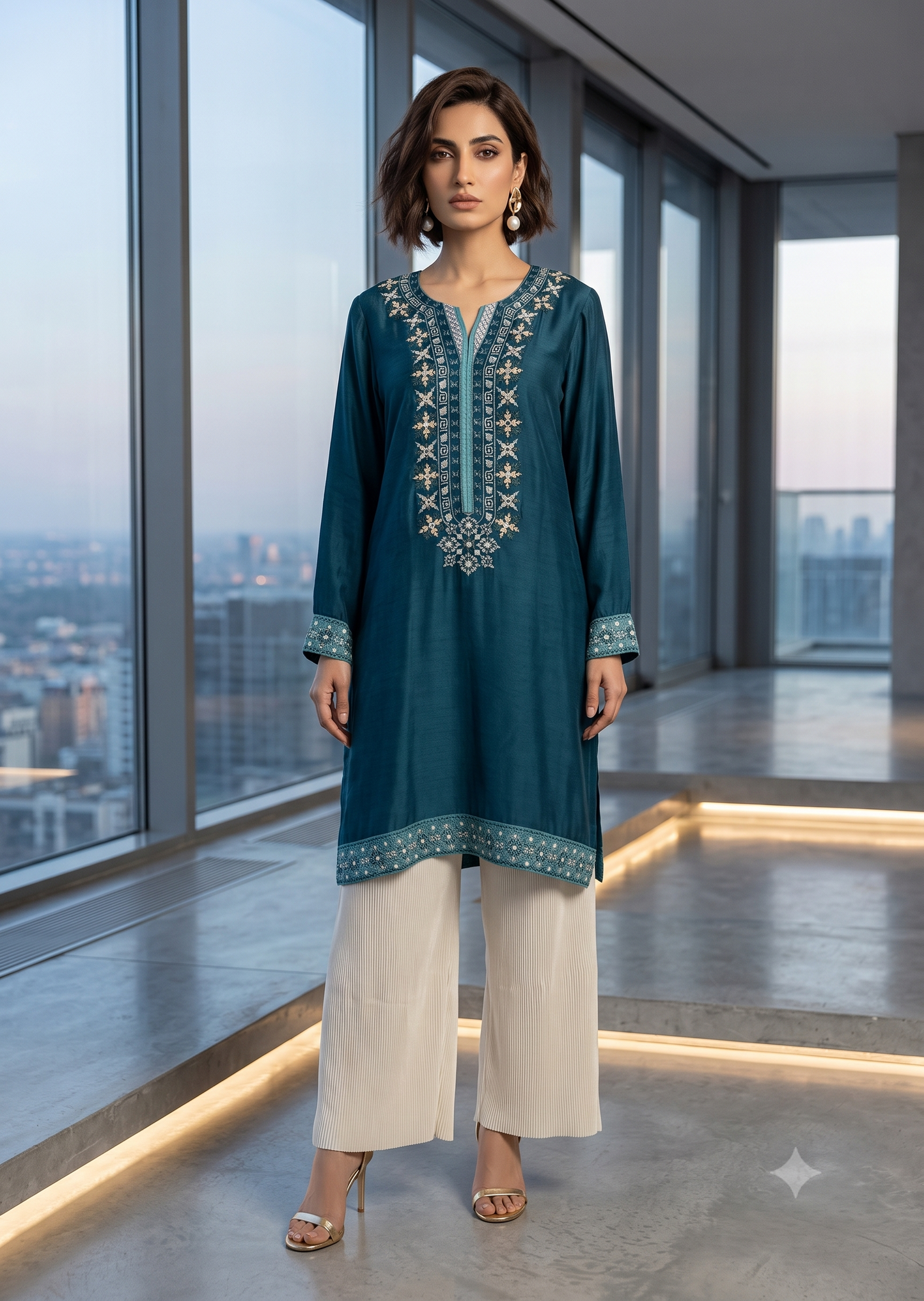 WAJEEHA ANSARI- 2 Piece cotton net