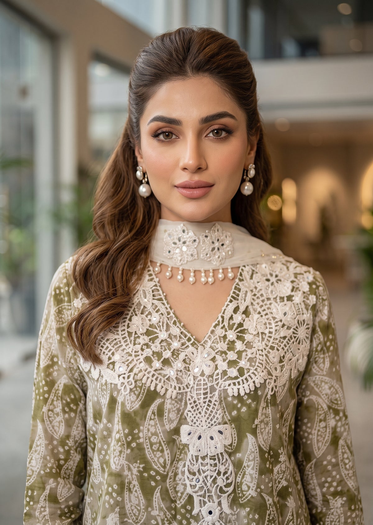 MARIA RAO - Printed green white plazo