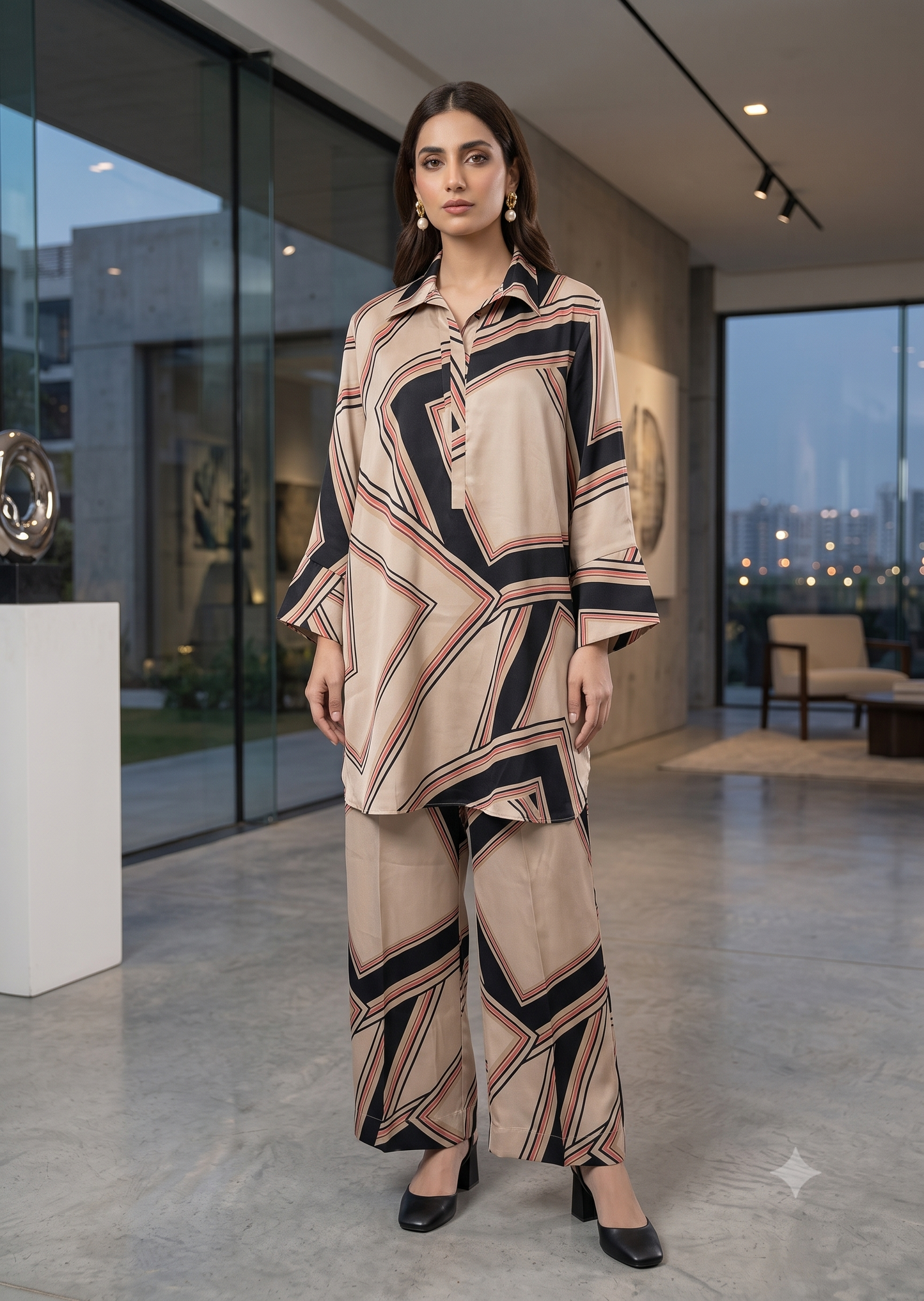 ASHJAIN SAFWAN -Coord set beige / black