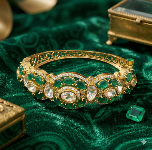 THE BUTTERFLY EFFECT - Bangles with Dark Green Stone
