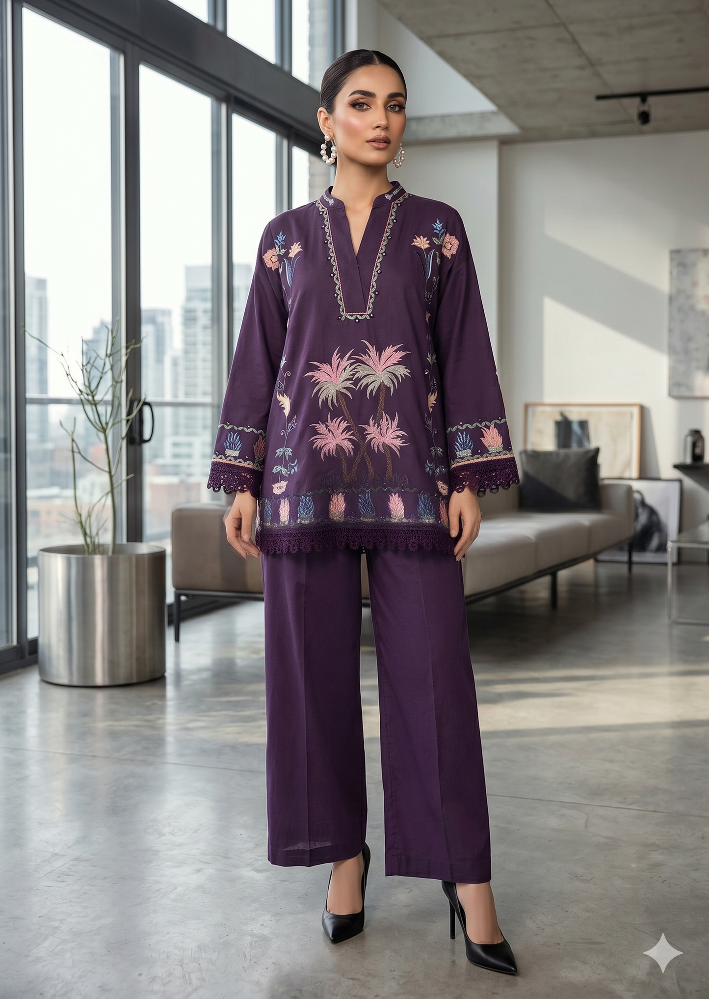 WAJEEHA ANSARI -2 Piece Cotton net