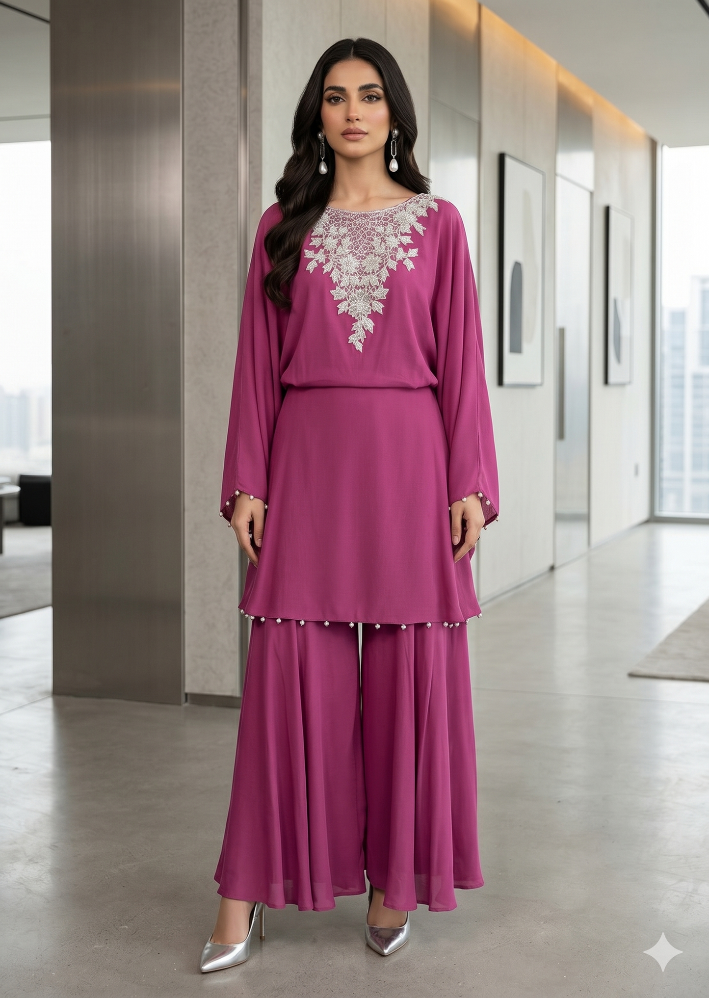 MARIA RAO - Magenta Poncho Style