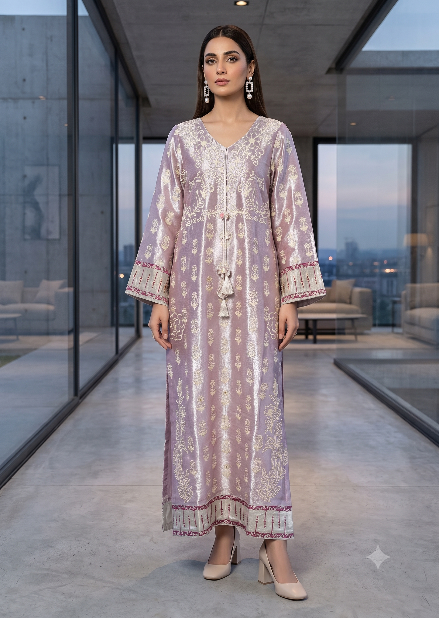FARAH ZUBAIR -Purple lama silk pc