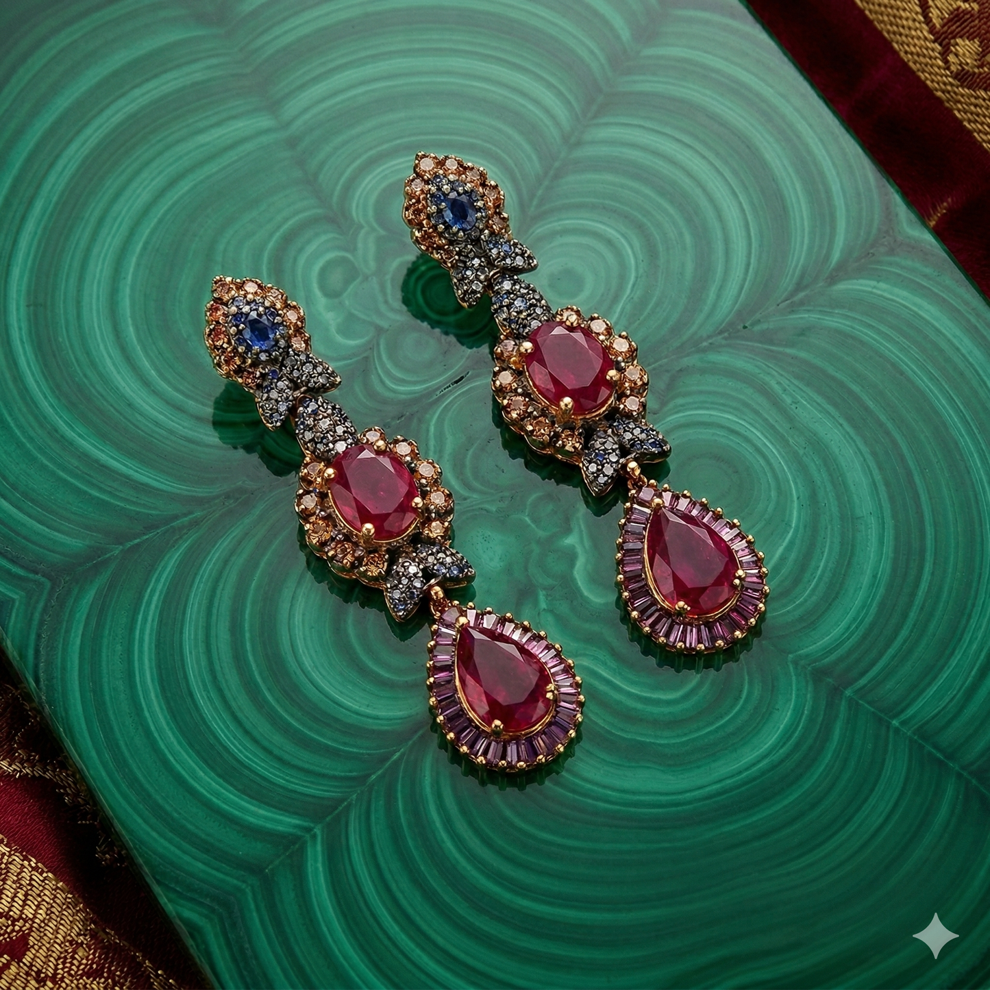 ZAHEEN KAMRAN - The Imperial Malachite & Ruby Drops