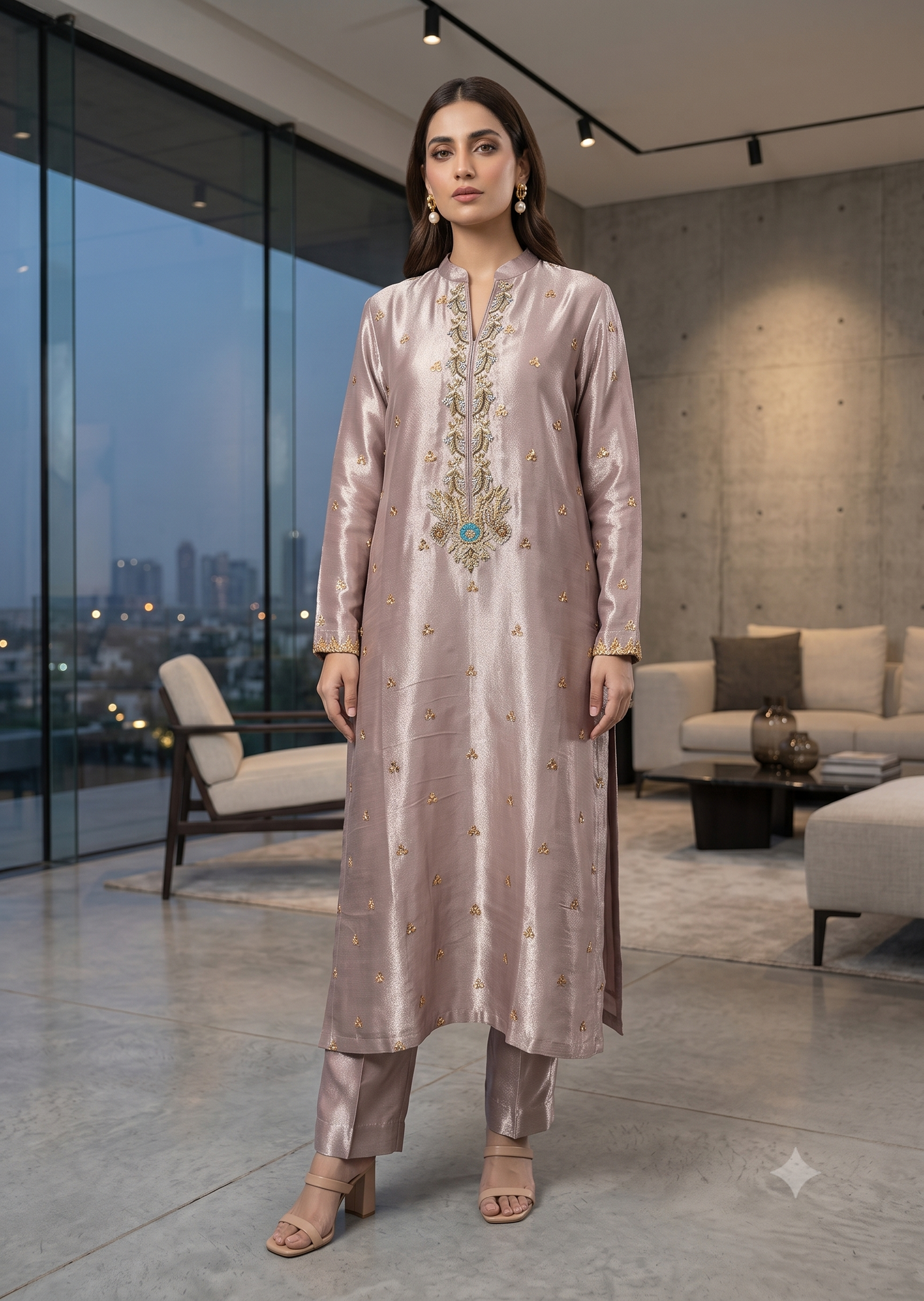 ASHJAIN SAFWAN -Pink silver tissue