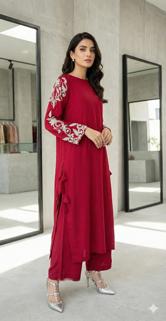 MARIA RAO-Pink sleeves formal work