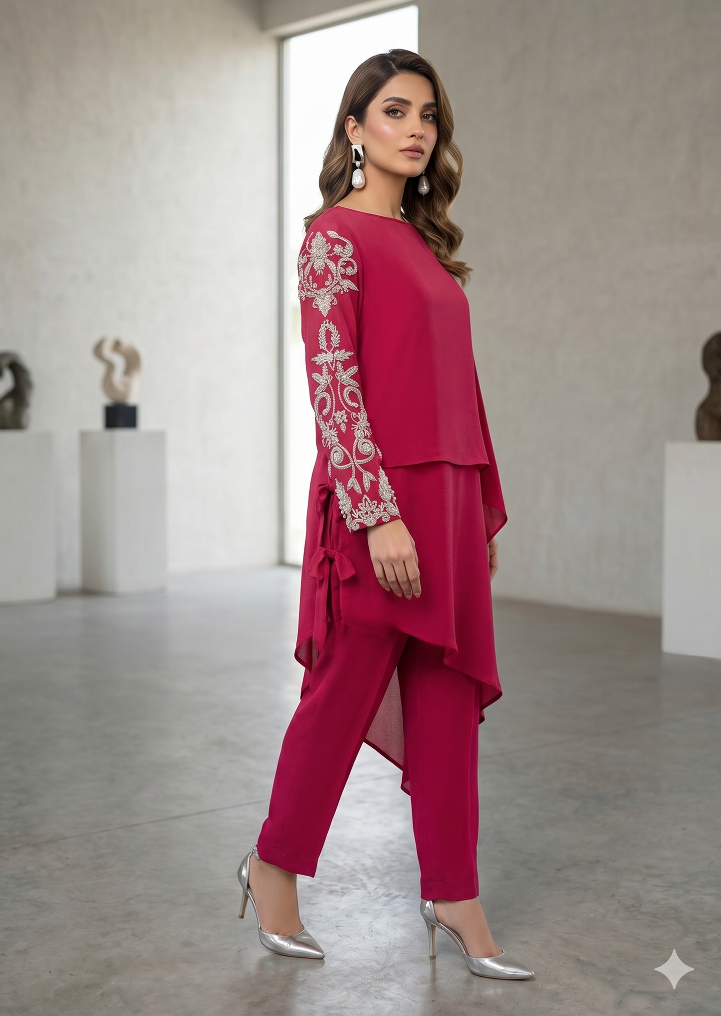 MARIA RAO - Pink top one sleeves work