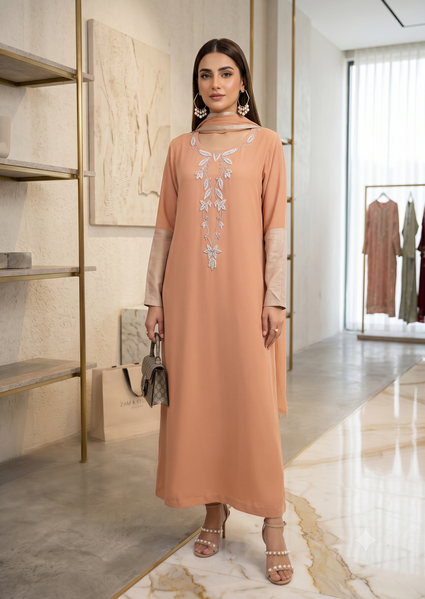 MAHOGANY-Peach with beige