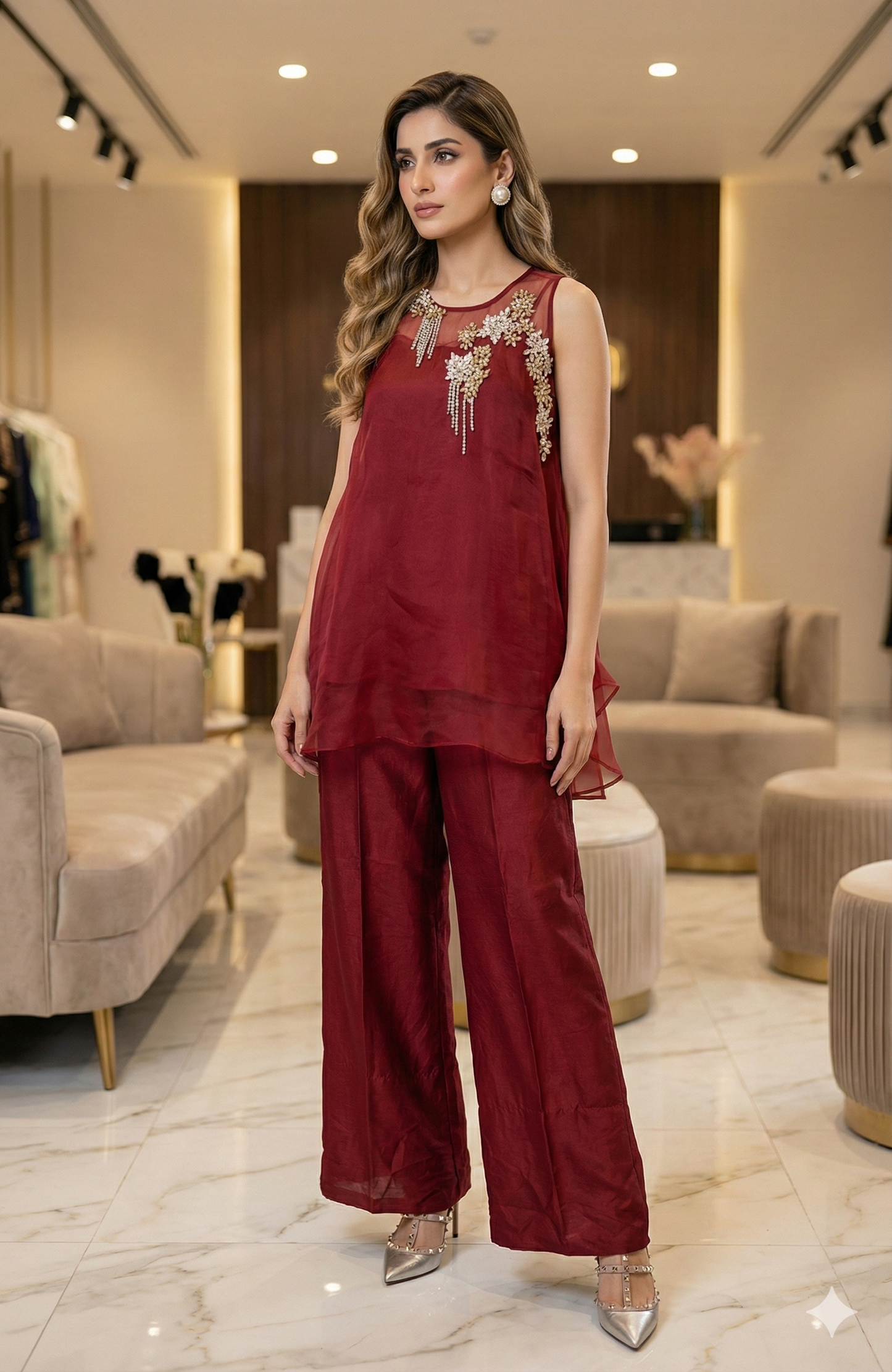 SAMMY K- Maroon sleeveless