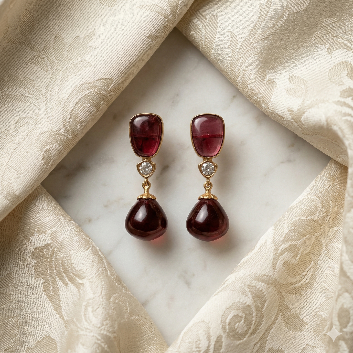 DAHLIA BY SEHAR ZAFAR -  Light Red Gemstone Earrings