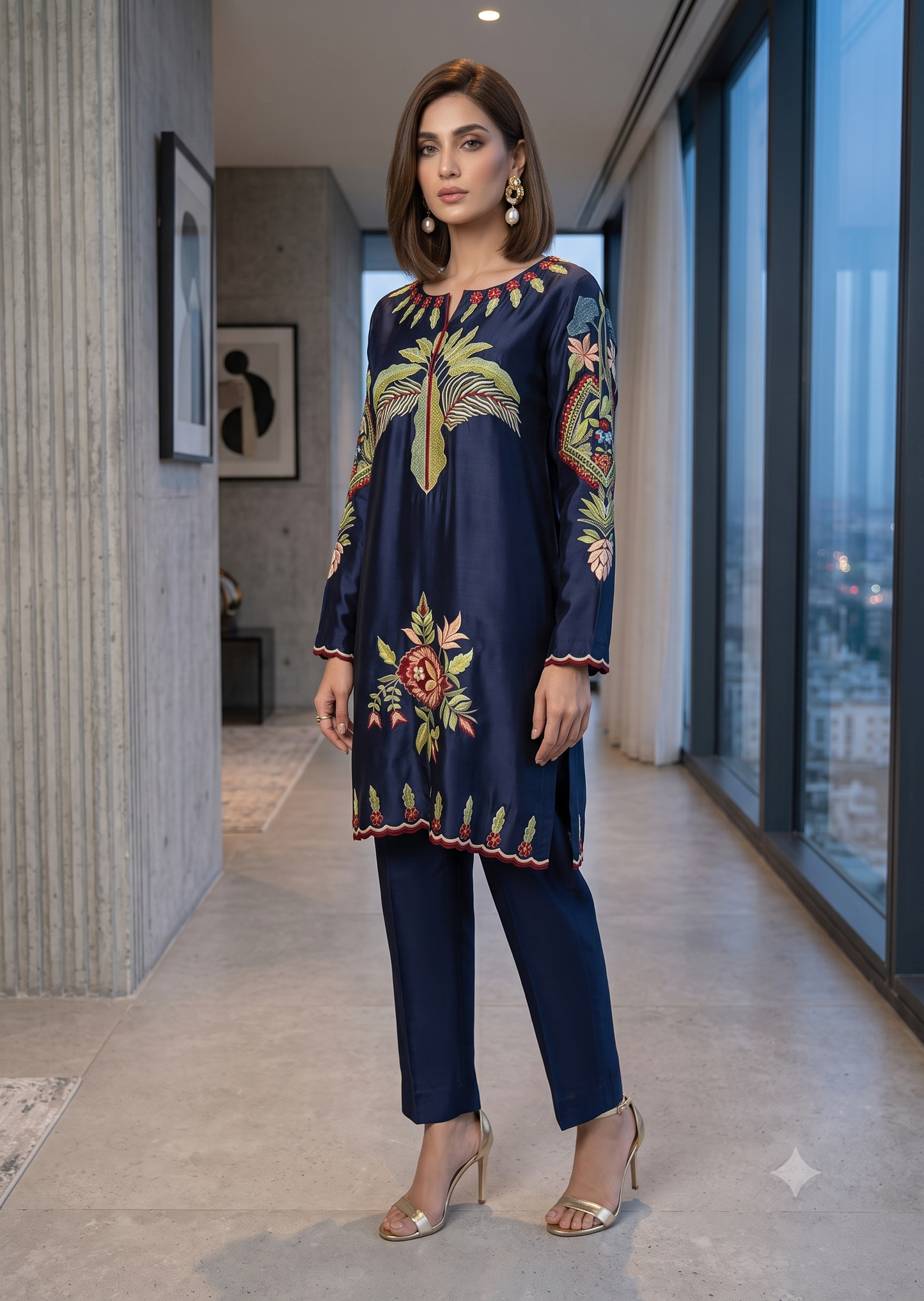 WAJEEHA ANSARI-2 Piece navy blue emb