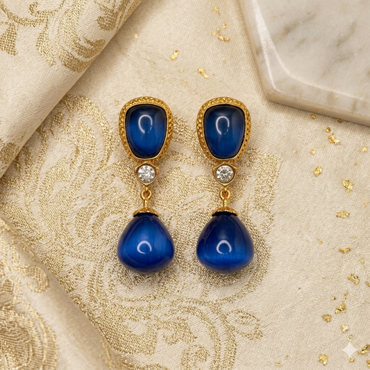DAHLIA BY SEHAR ZAFAR -  Light Blue Gemstone Earrings